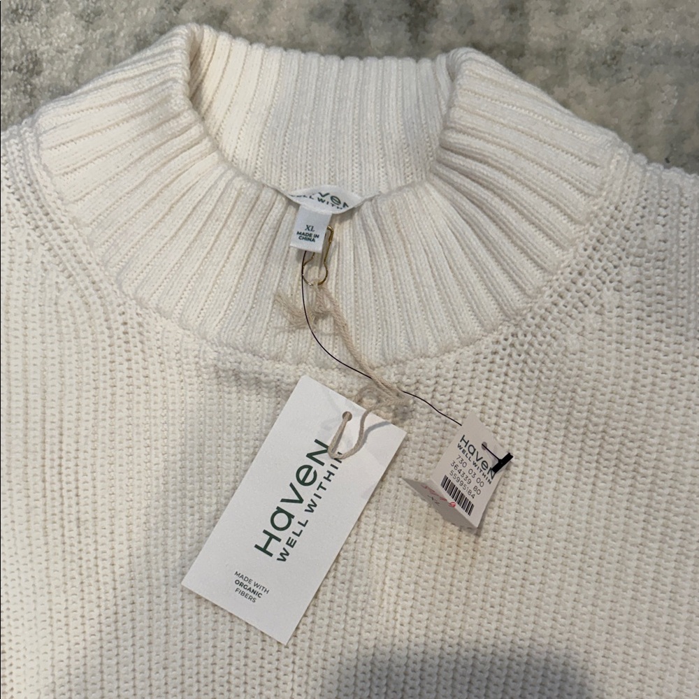 NWT Haven Well Within Cream Cotton Sweater Size XL - Picture 2 of 6